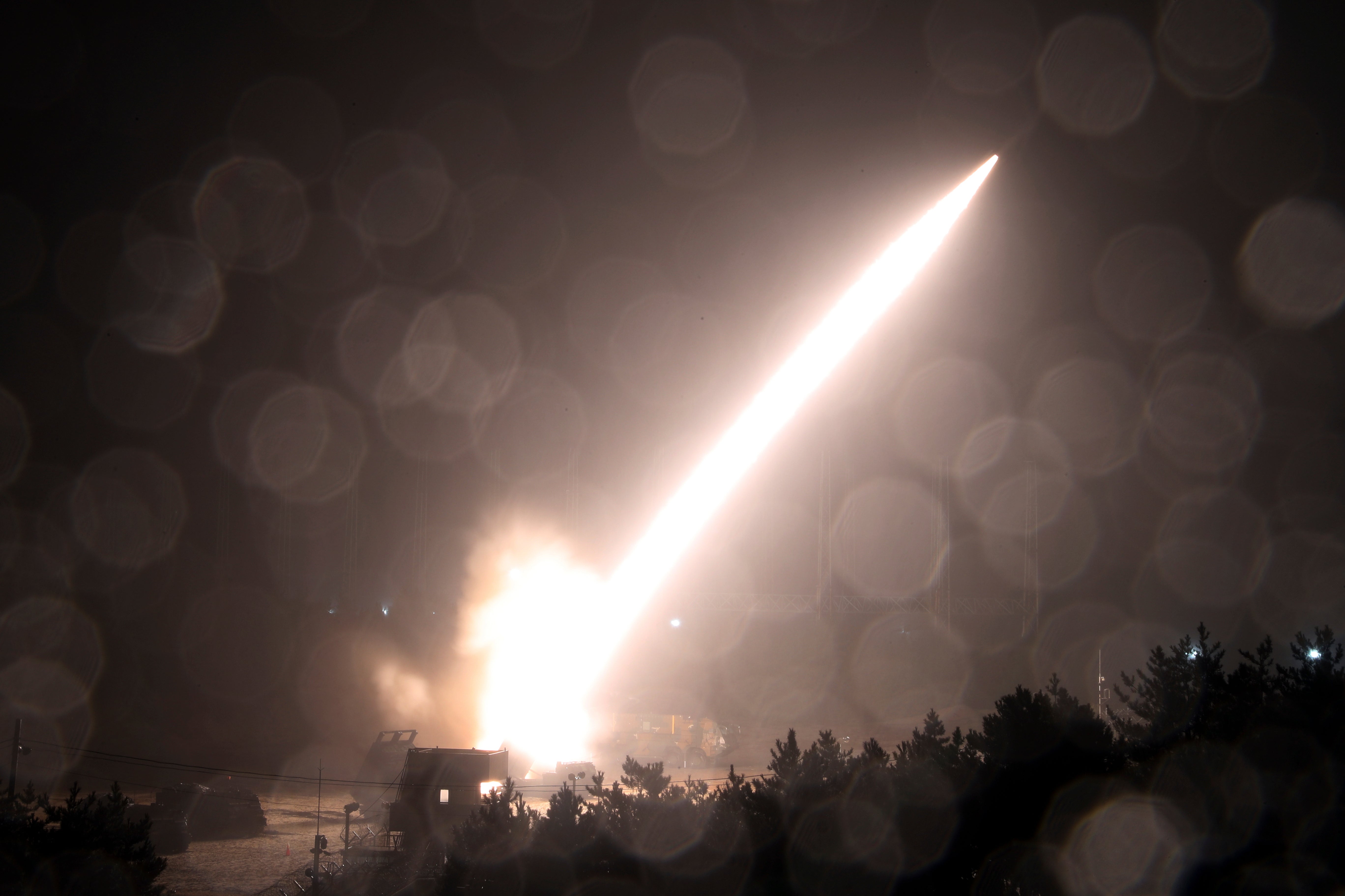 Army Tactical Missile System or ATACMS missile is fired during a joint military drill between U.S. and South Korea