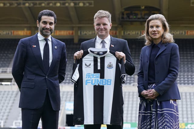 Newcastle manager Eddie Howe and club director Amanda Staveley have overseen an improvement in results (Owen Humphreys/PA)