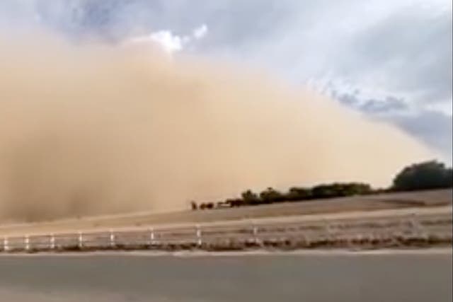 <p>A massive dust storm rolled through parts of southern California on Thursday</p>