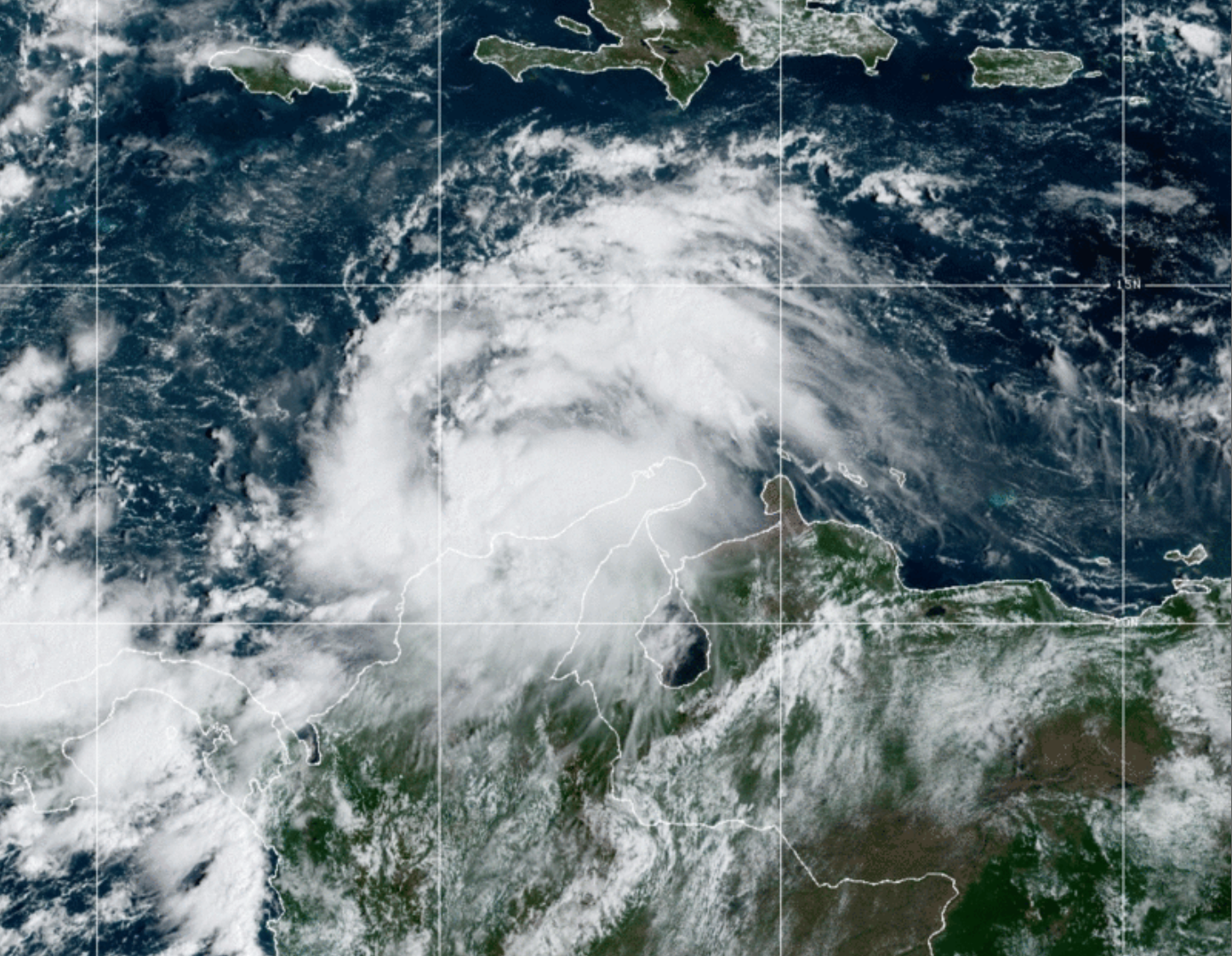 <p>Tropical Storm Julia in the southern Caribbean on Friday</p>