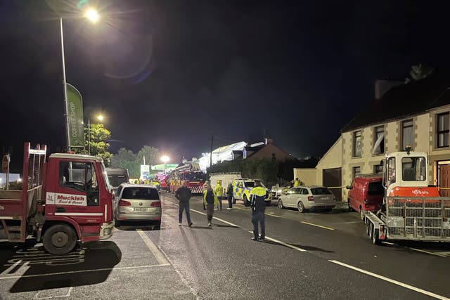 Emergency services at the scene at Applegreen service station located in the village of Creeslough in Co Donegal where multiple injuries have been reported after a explosion. Picture date: Friday October 7, 2022 (Jonathan McCambridge/PA)
