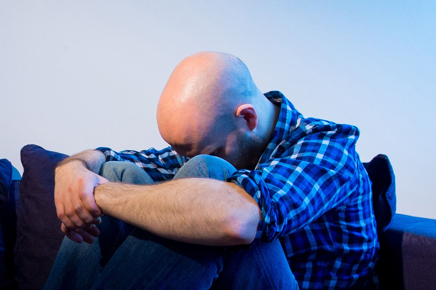 PICTURE POSED BY MODEL A man showing signs of depression (Dominic Lipinski/PA)