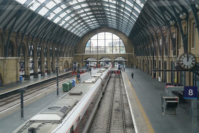 Network Rail said only about 20% of normal train services will run on Saturday due to a strike by members of the Rail, Maritime and Transport union.