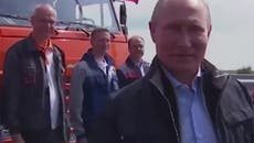 Vladimir Putin drives lorry over Russia-Crimea bridge in 2018 in resurfaced footage