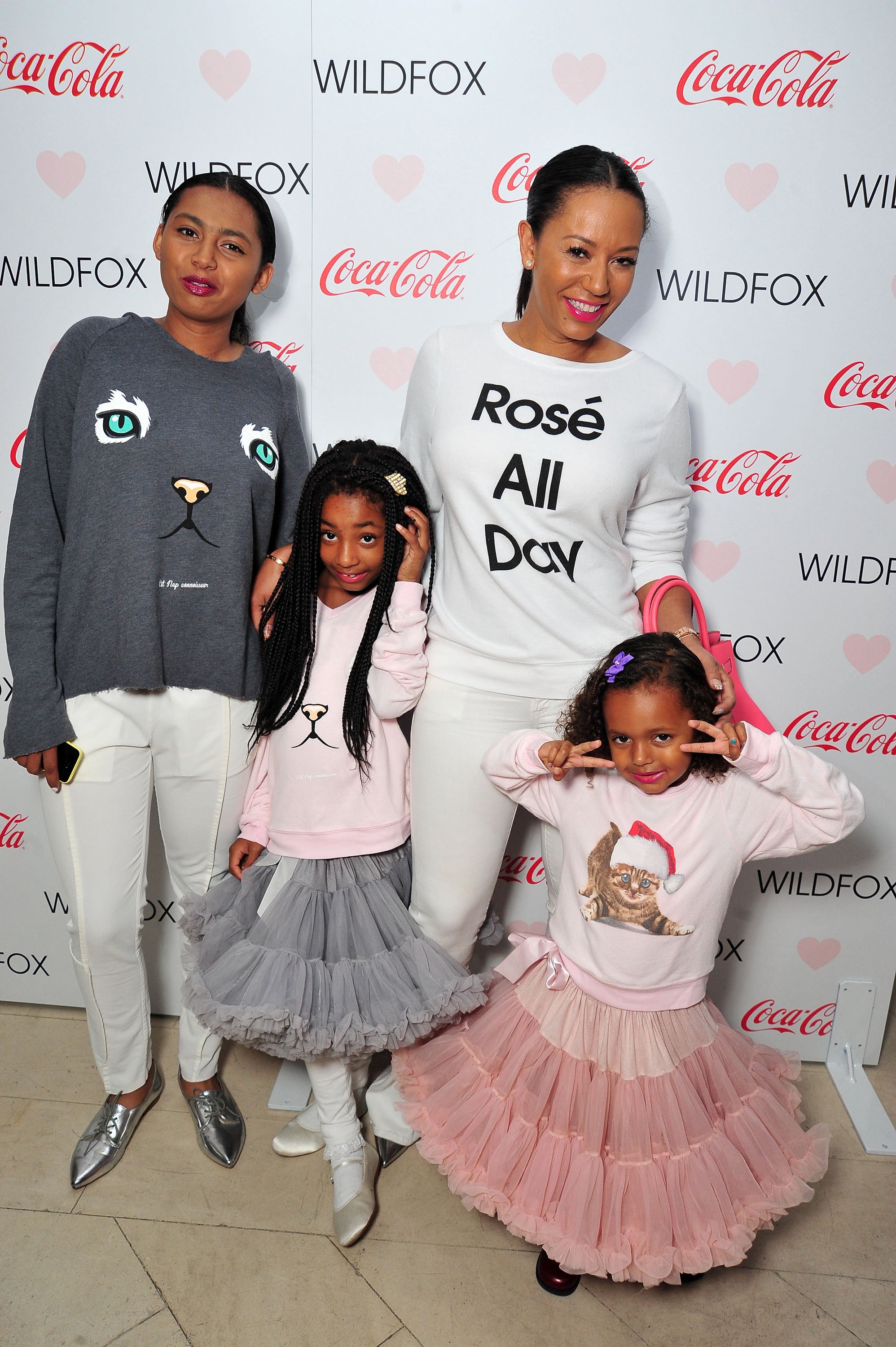 (L-R) Phoenix Chi Gulzar, Angel Brown, Mel B and Madison Brown Belafonte attend the Launch Party for WILDFOX Loves Coca-Cola Capsule Collection on October 22, 2015