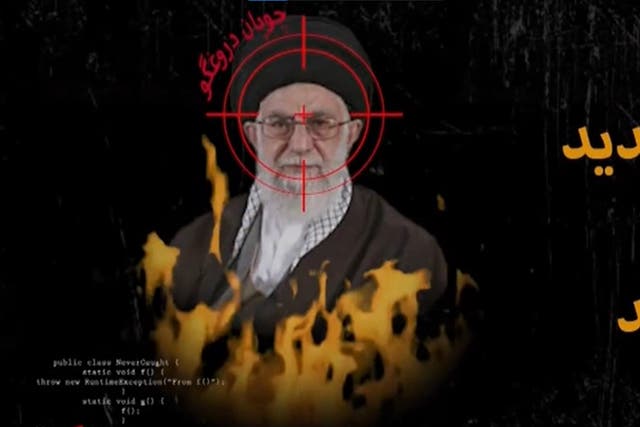 <p>Roughly 15 seconds of footage on Iranian state television showed an image of Ayatollah Khamenei engulfed with flames and a red-coloured target on his head</p>