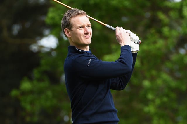 <p>Dan Walker in action during the Pro-Am ahead of the BMW PGA Championship at Wentworth on May 20, 2015</p>