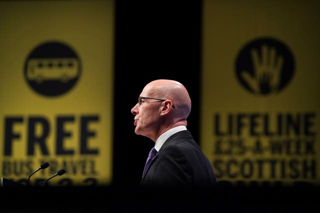 Deputy First Minister John Swinney delivered a speech at the SNP conference in Aberdeen on Sunday (Andrew Milligan/PA)