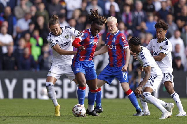 Eberechi Eze (second left) still has more to offer Crystal Palace, says Patrick Vieira (Steven Paston/PA)