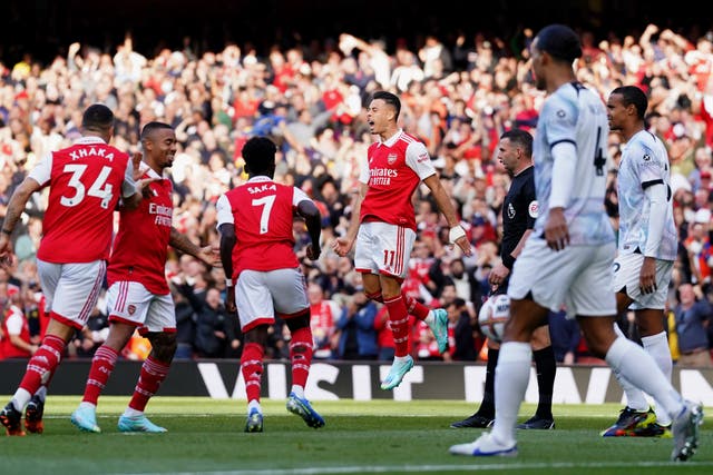 Gabriel Martinelli (centre) gave Arsenal an early lead (Adam Davy/PA)