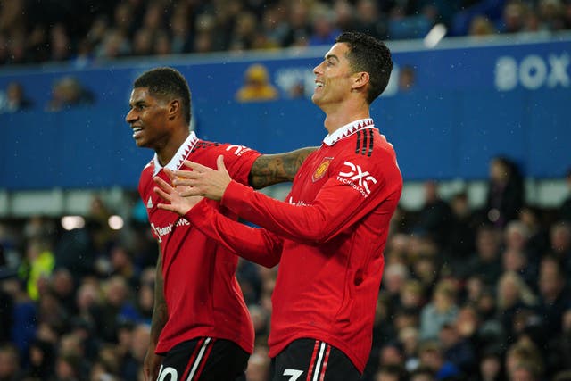 Cristiano Ronaldo’s 700th career club goal lifted Manchester United to victory at Everton (Peter Byrne/PA)