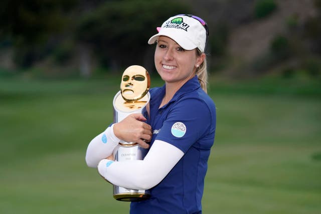 England’s Jodi Ewart Shadoff claimed her first LPGA Tour title with a wire-to-wire victory at the Mediheal Championship in Somis, California (Mark J Terrill/AP)