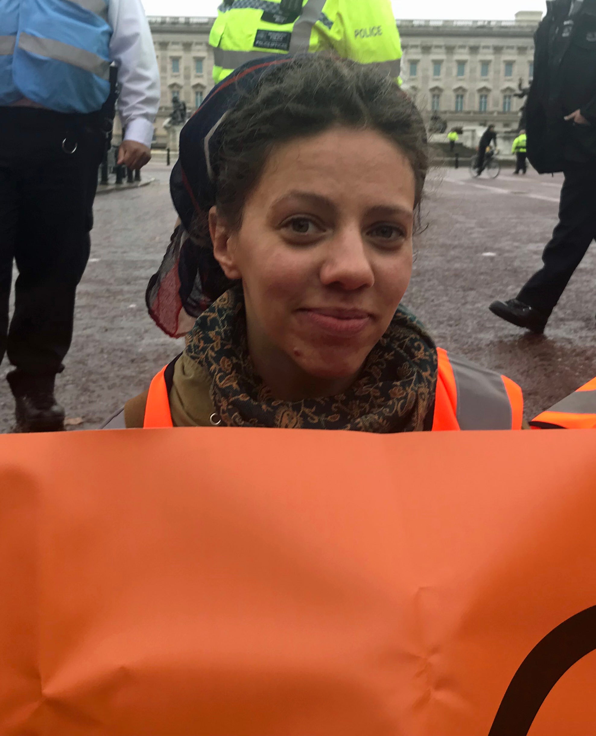 Emma Brown, a campaigner from Just Stop Oil during a protest on The Mall