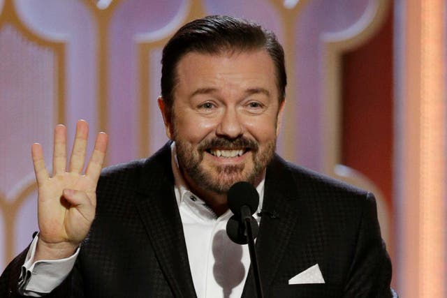 <p>Ricky Gervais hosting the ceremony in 2016</p>
