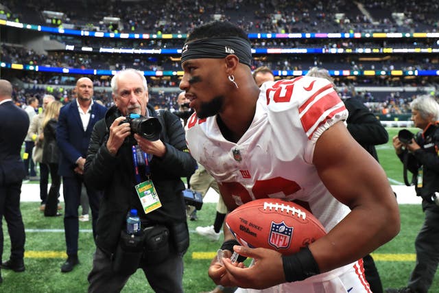 Saquon Barkley helped the New York Giants defeat the Green Bay Packers in London (Bradley Collyer/PA)