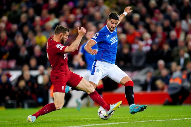 Liverpool travel to Scotland for their second meeting with Rangers (Martin Rickett/PA)