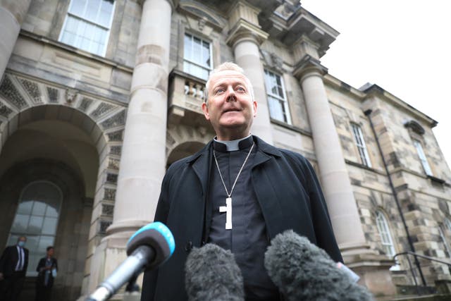 Archbishop Eamon Martin visited Creeslough on Monday (Peter Morrison/PA)