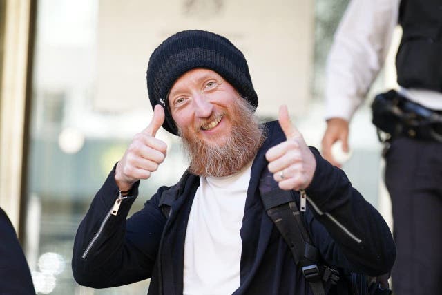 Animal Rebellion activist Steve Bone, 40, of Clacton-on-Sea, Essex, leaves Highbury Corner Magistrates’ Court, London (Yui Mok/PA)