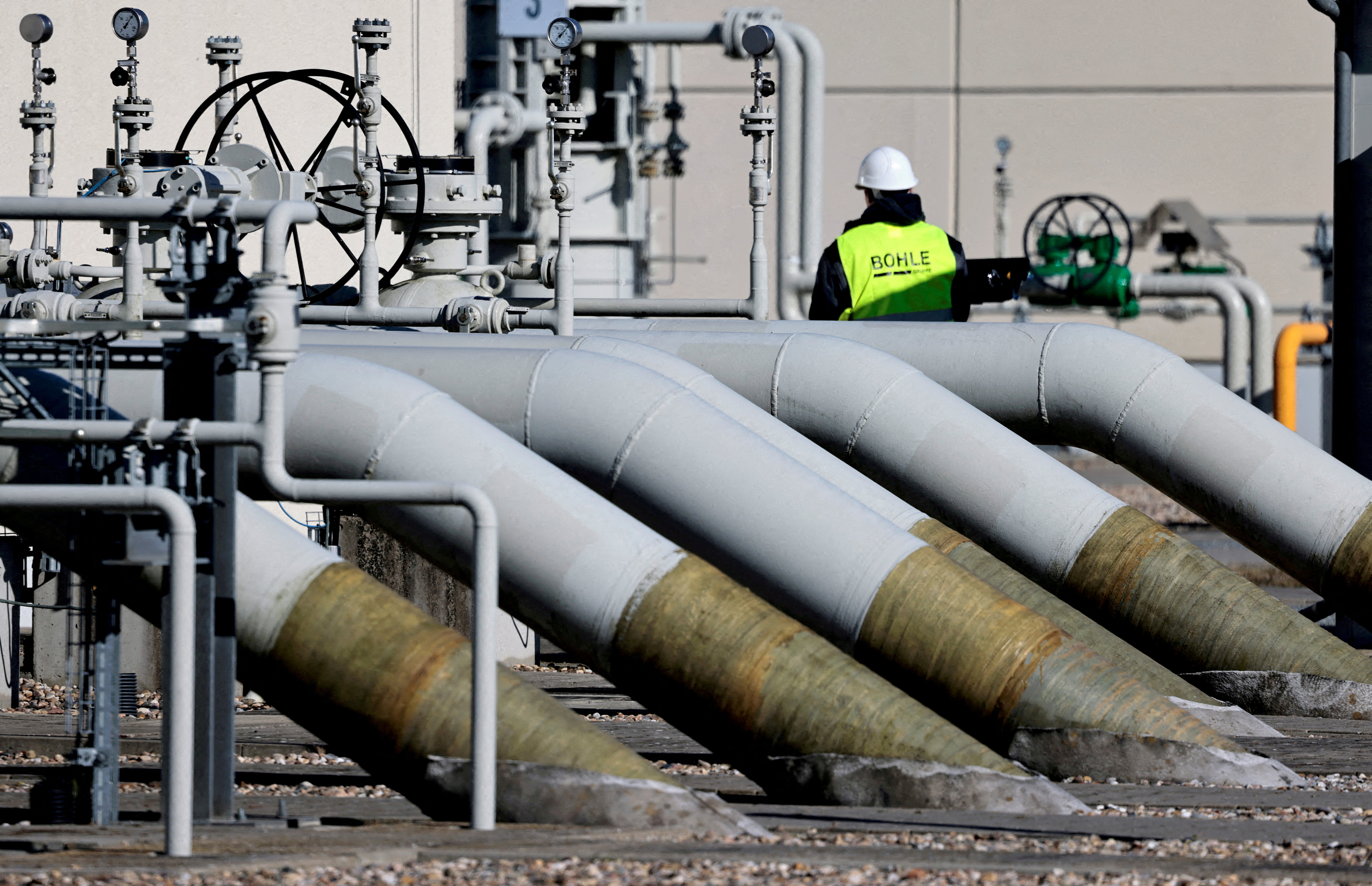 Pipes at the landfall facilities of the ruptured Nord Stream 1 gas pipeline