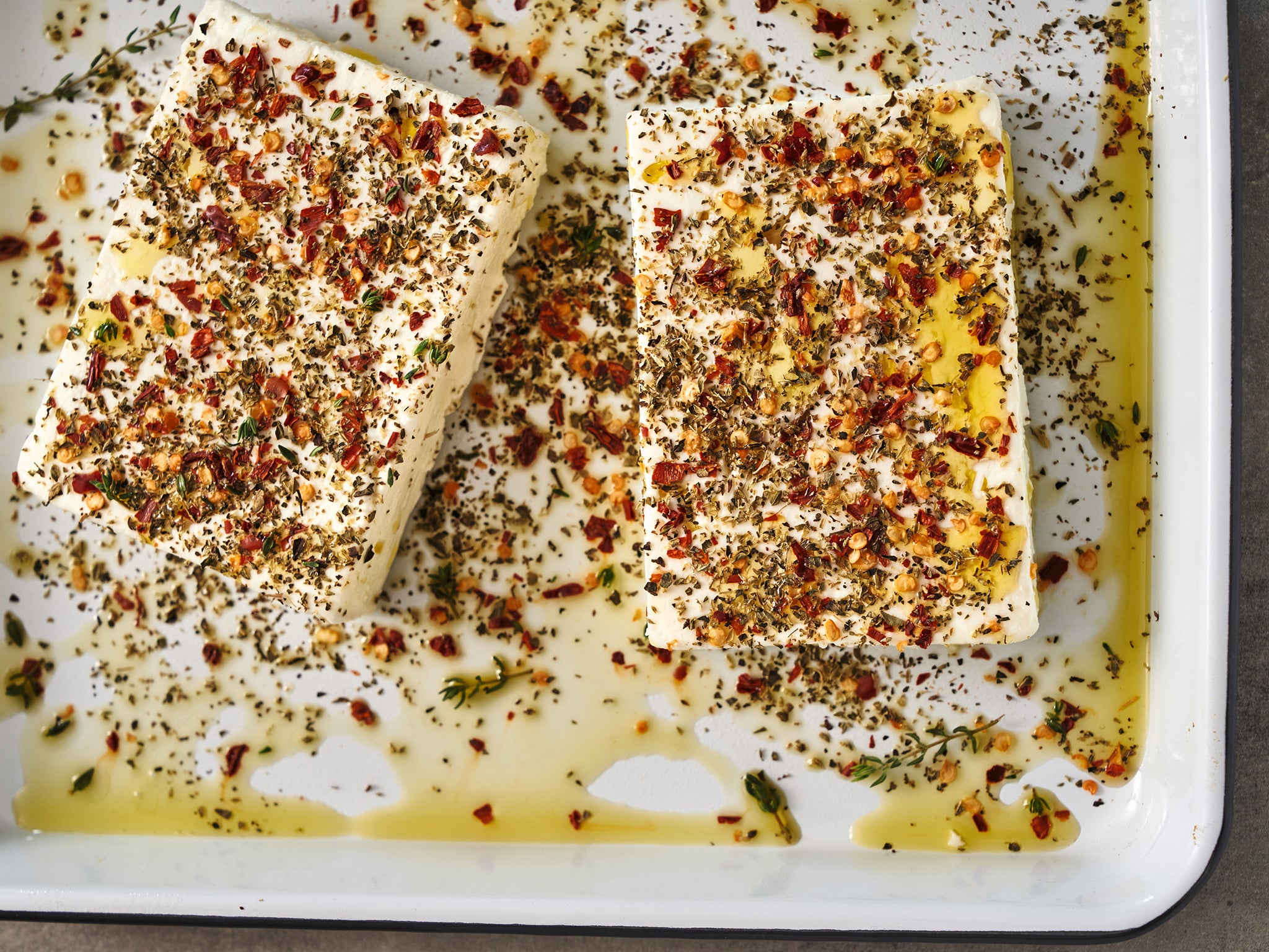 Make feta even better by popping it in the over to create a tasty, warm dip