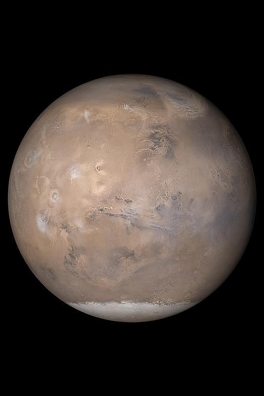 Mars as seen by Nasa’s Mars Global Surveyor spacecraft