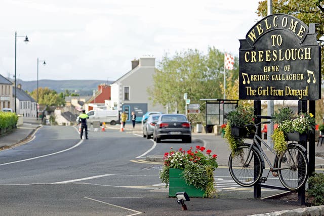 A welcome sign in the village of Creeslough in Co Donegal (Liam McBurney/PA)