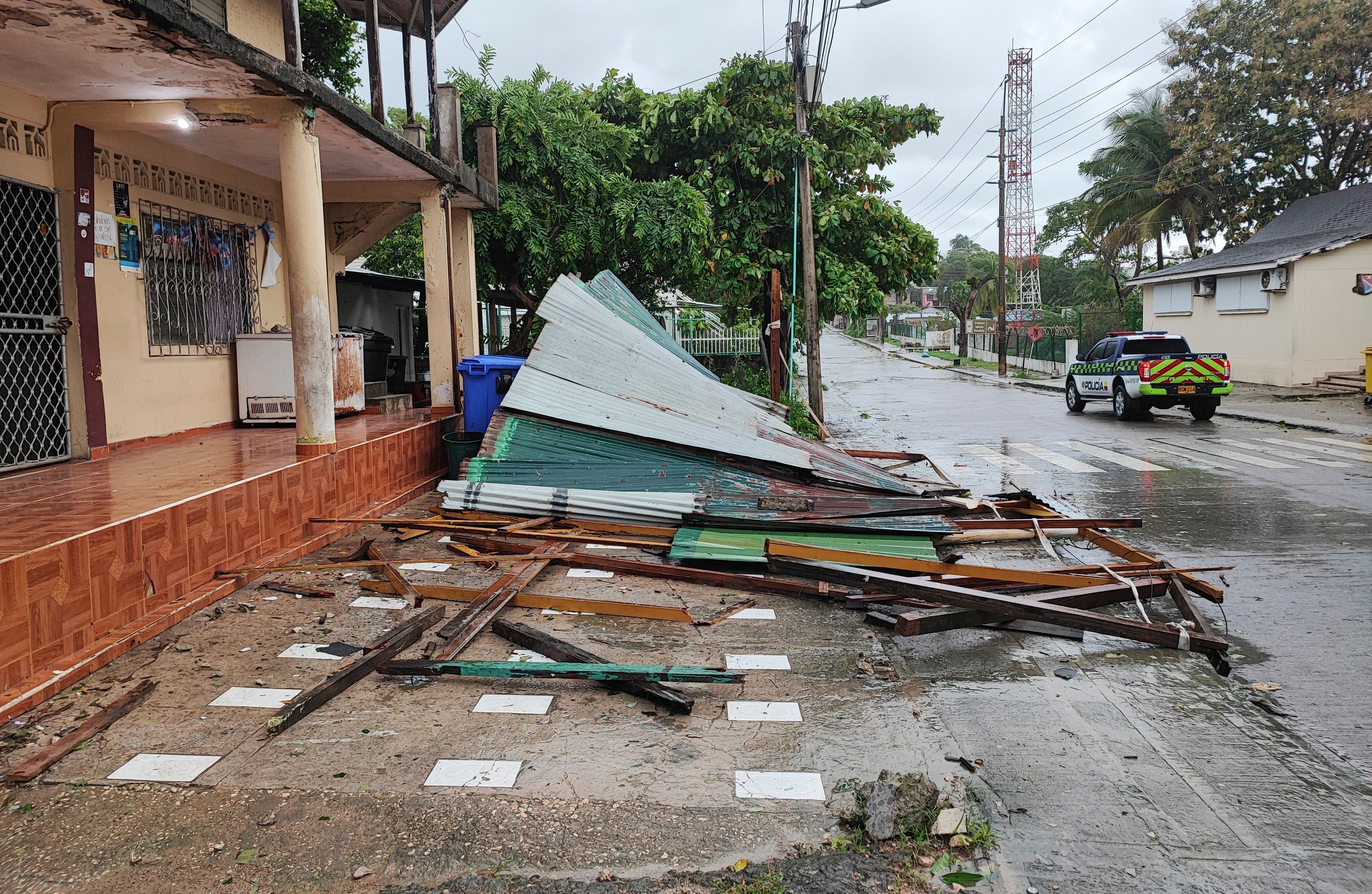 Debris from damaged homes on San Andres, a Colombian island in the southwest Caribbean