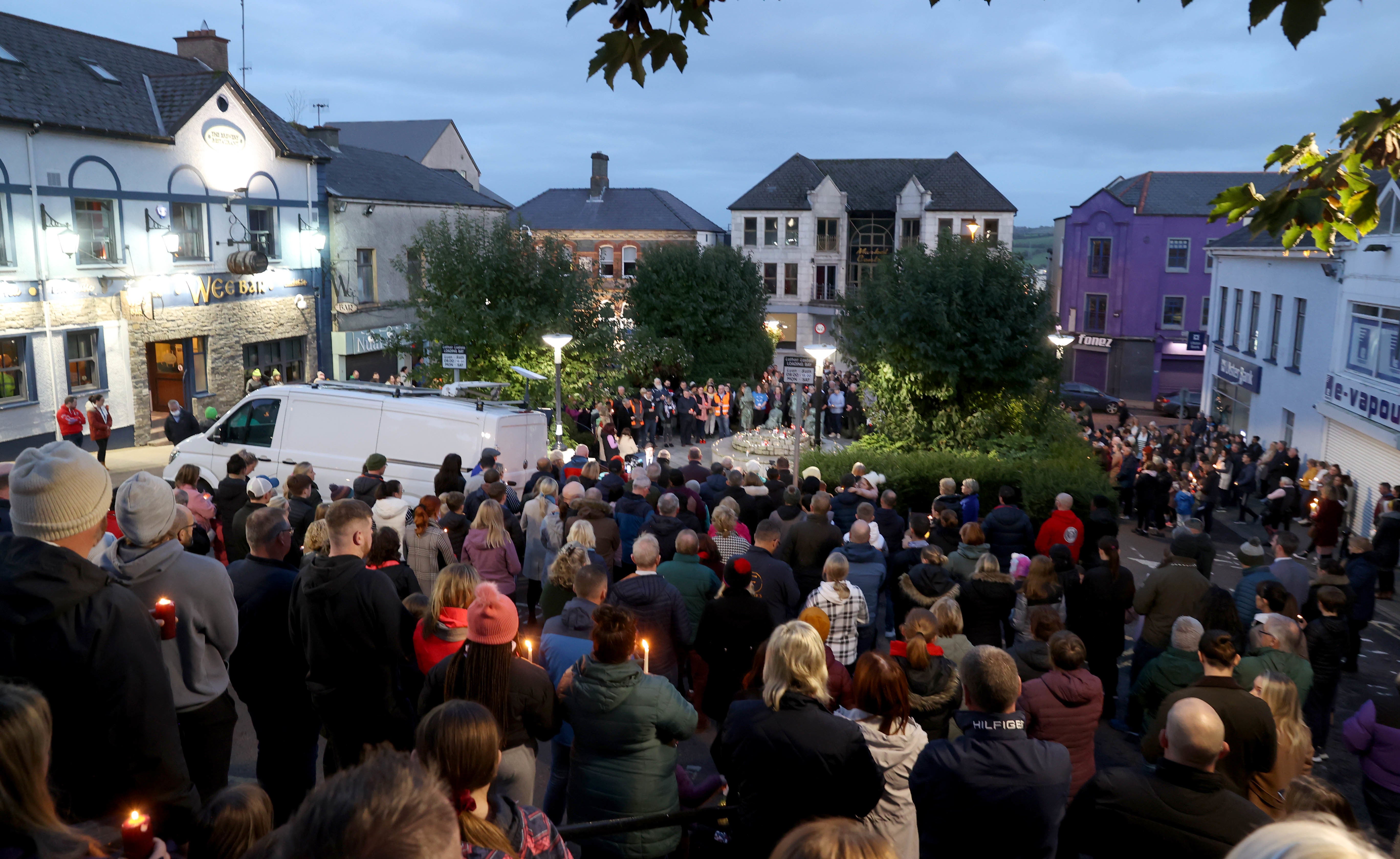 People attend the vigil at Market Square in Letterkenny