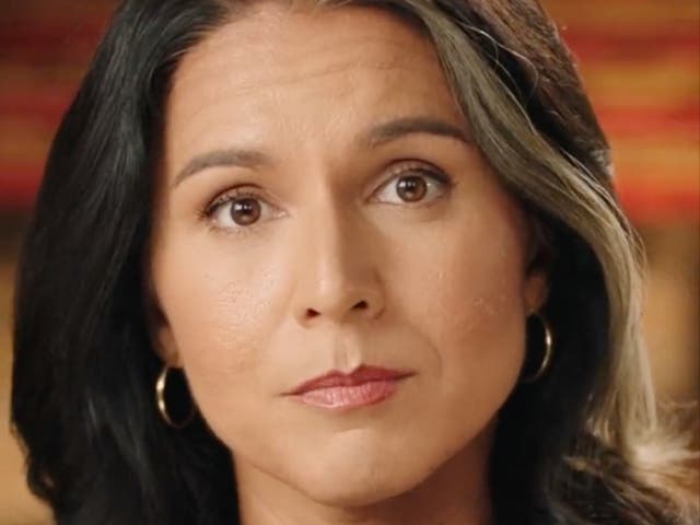 <p>Tusli Gabbard made the announcement in a video shared to Twitter on Tuesday </p>