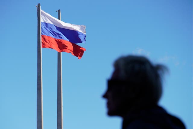 <p>A Russian flag flying over Russian occupied territory in Ukraine </p>