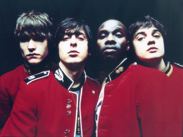 <p>The Libertines in 2002: (l-r) John Hassall, Carl Barât, Gary Powell and Pete Doherty</p>