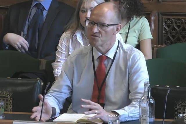 Tim Shoveller, chief negotiator for Network Rail, giving evidence to the Transport Committee in the House of Commons. Picture date: Wednesday July 13, 2022 (House of Commons/PA)