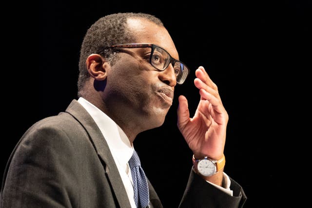 Chancellor of the Exchequer, Kwasi Kwarteng delivers his keynote speech to party members at the annual Conservative Party conference in Birmingham. Picture date: Monday October 3, 2022.