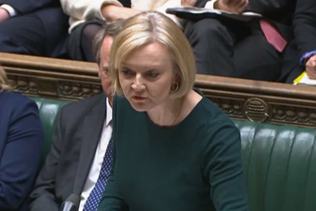 Liz Truss during Prime Minister’s Questions in the House of Commons (House of Commons/PA)