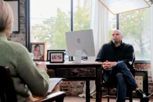<p>John Fetterman sat down for his first in-person interview with NBC/MSNBC on Tuesday </p>