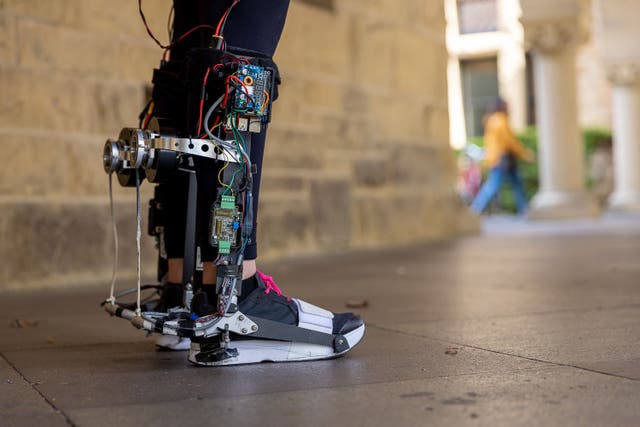 This robotic footwear comes with a motor that works with calf muscles to give the wearer an extra push with every step (Kurt Hickman/Stanford University)