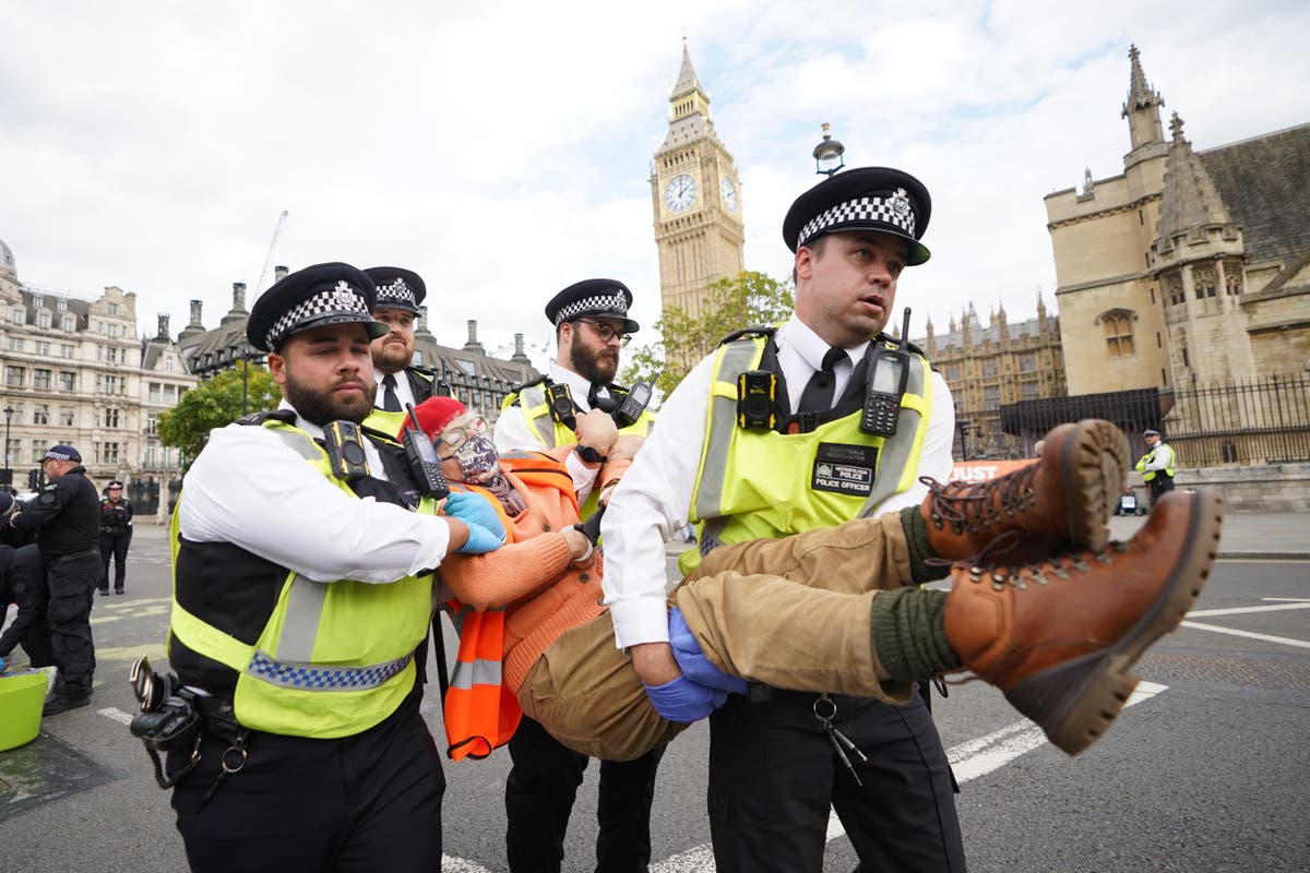 Police arrest activists who glued themselves to road outside Parliament Police arrest activists who glued themselves to road outside Parliament