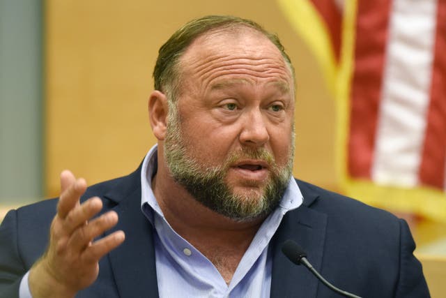 <p>FILE - Infowars founder Alex  Jones testifies at the Sandy Hook defamation damages trial at Connecticut Superior Court in Waterbury, Conn., on Thursday, Sept. 22, 2022. </p>