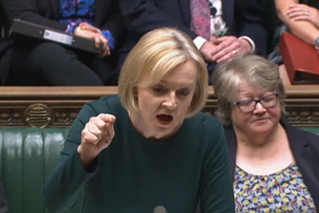Prime Minister Liz Truss speaks during Prime Minister’s Questions (House of Commons/PA)