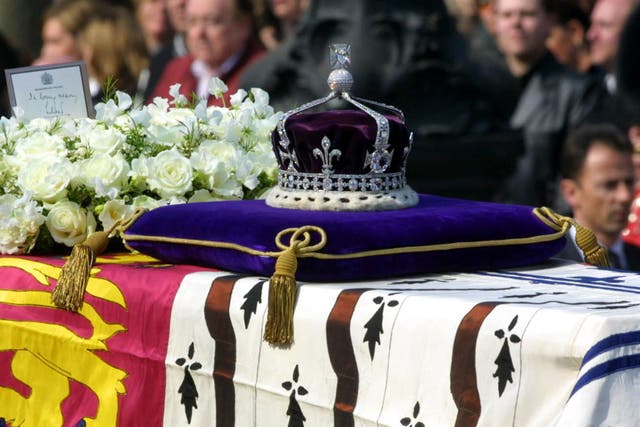 The coffin of Queen Elizabeth, the Queen Mother (Peter Jordan/PA)