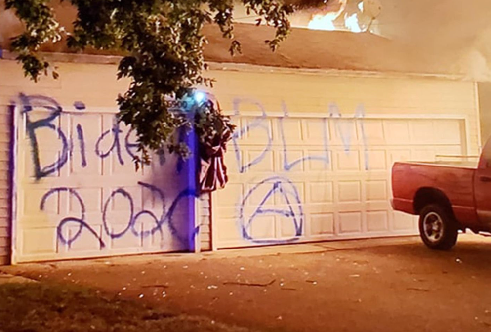 Denis Vladmirovich Molla, 30, lit his camper on fire and spray painted “Biden 2020” and “BLM” graffit