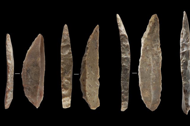 Distinctive stone knives thought to have been produced by the last Neanderthals in France and northern Spain (Igor Djakovic/PA)