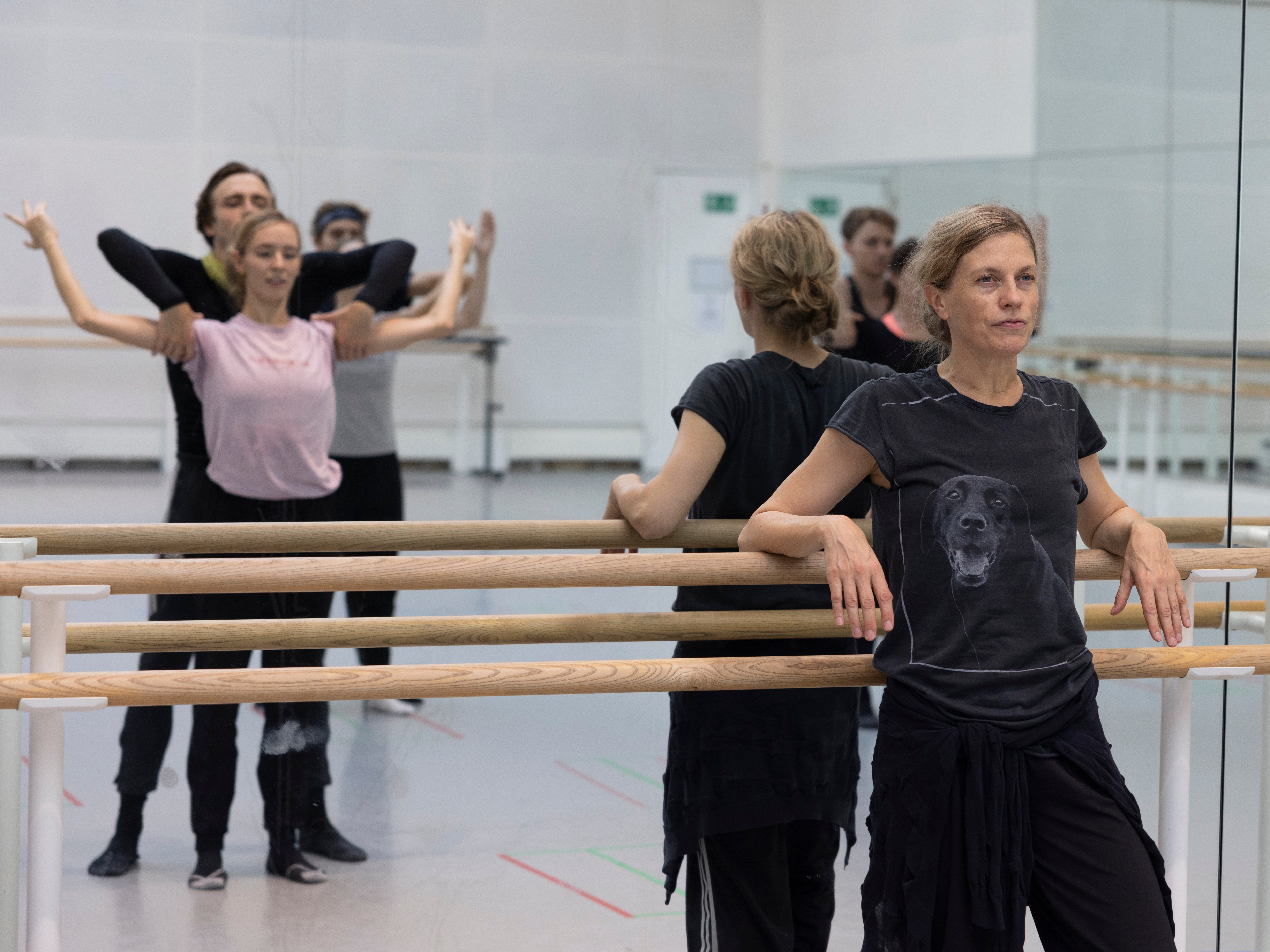 Crystal Pite (right) with dancers Matthew Ball and Isabel Lubach