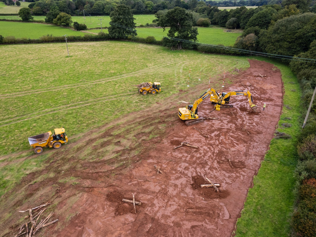 Earthworks to reconnect the river to the floodplain to create a new wetlands habitat to help prevent future flooding and to hold water in the landscape