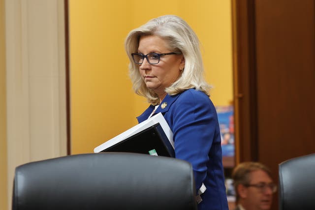 <p>Republican Representative Liz Cheney of Wyoming arrives to a hearing of the Jan 6 committee </p>