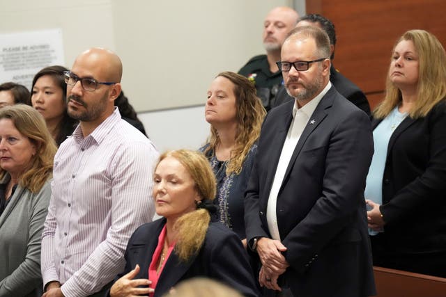 <p>Ryan Petty, whose daughter Alaina was killed in the Parkland shooting, is seen in the courtroom at Nikolas Cruz’s sentencing trial </p>
