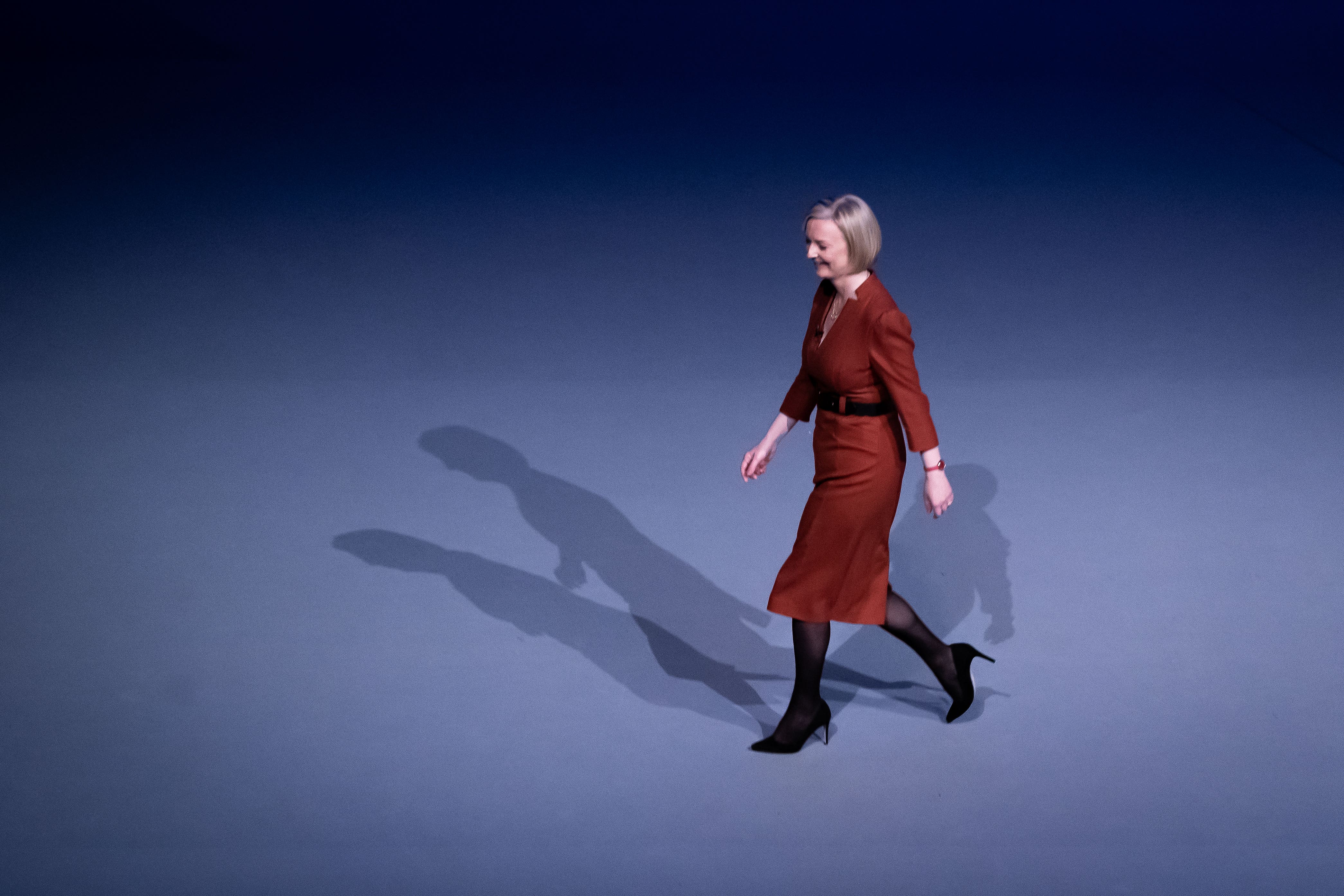 Prime Minister Liz Truss after delivering her keynote speech at the Conservative Party annual conference (Aaron Chown/PA)