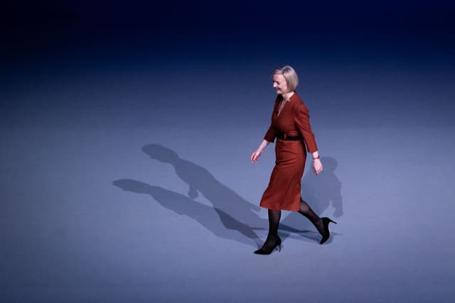 Prime Minister Liz Truss after delivering her keynote speech at the Conservative Party annual conference (Aaron Chown/PA)