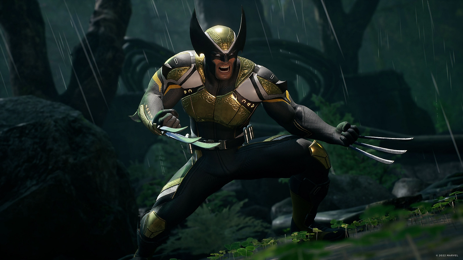 Marvel character Wolverine screaming in the rain, which is very relatable