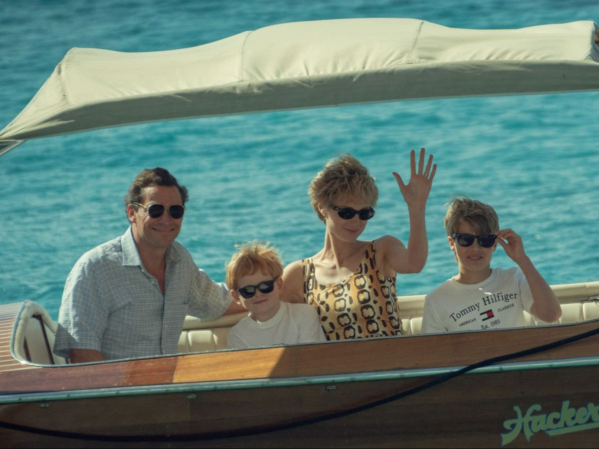 New photos of The Crown show Princess Diana on holiday with William and Harry